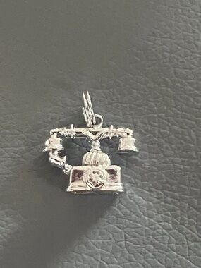 Vintage Avon Candlestick Phone Charm Silver Plated